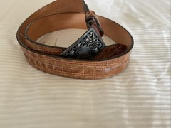 Martin Digman American Alligator Skin Belt, Tan Size 34
