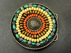 Beaded Tribal Multicolor Bead Boho Hippie Theme Belt Buckle