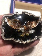 Vtg Belt Buckle 1983 The Great American Buckle Co ENAMEL EAGLE QD1243 3 3/4&Prime; USA