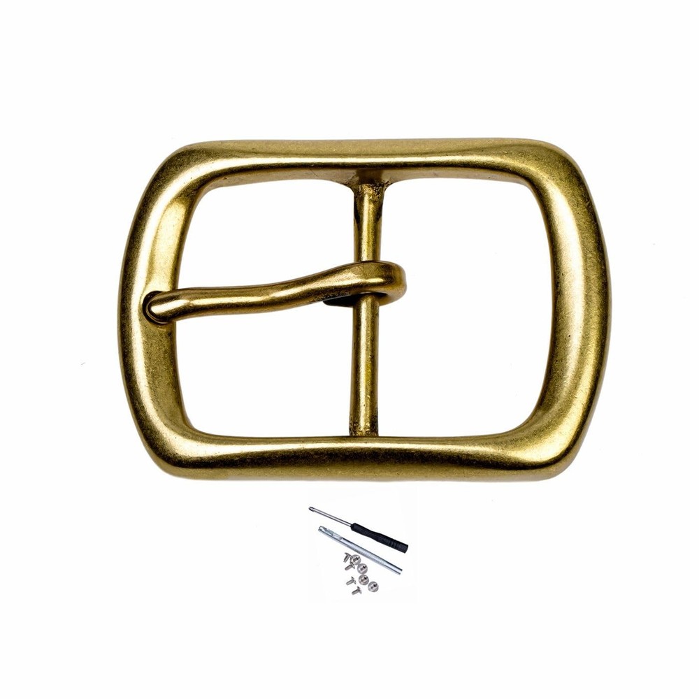 Men&rsquo;s Replacement Single Prong Belt Buckle 38-40mm Brass Stainless Steel