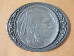 Liberty Indian Head 1937 Replica Silver Metal Belt Buckle Siskiyou Buckle Co.
