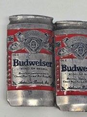 BUDWEISER ANHEUSER-BUSCH VINTAGE METAL BELT BUCKLE BEER CANS PEWTER RED MENS OS