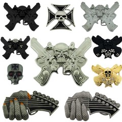 Tatoos Skull Metal Belt Buckle Halloween Party Women Mens Costume Gift Guitar