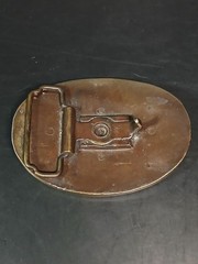 Vintage BERT Leather Inlay Brass Tone Belt Buckle Made USA