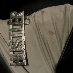HUSTLER Block Letter Word Statement Cutout Silver Color Belt Buckle