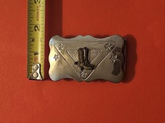 Vintage Mens Silver Metal Cowboy Boots Design Stars Buckle Chambers Belt Co USA