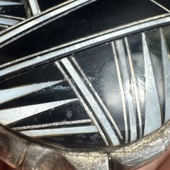 Vintage Southwestern Style Sterling Silver Belt Buckle Stamed B Black white Art