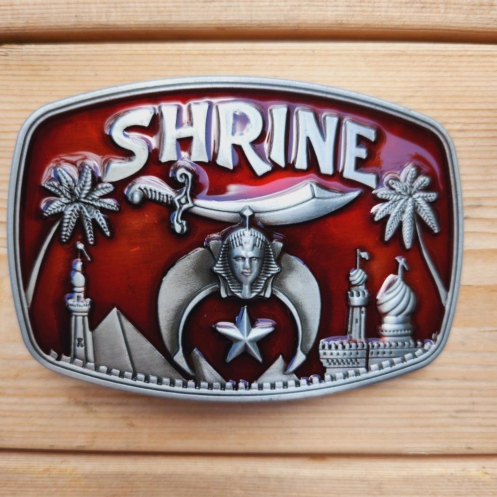 RED AND SILVER SHRINE WORSHIP RELIGIOUS RODEO WESTERN COWBOY BOLOTIE BOLO TIE