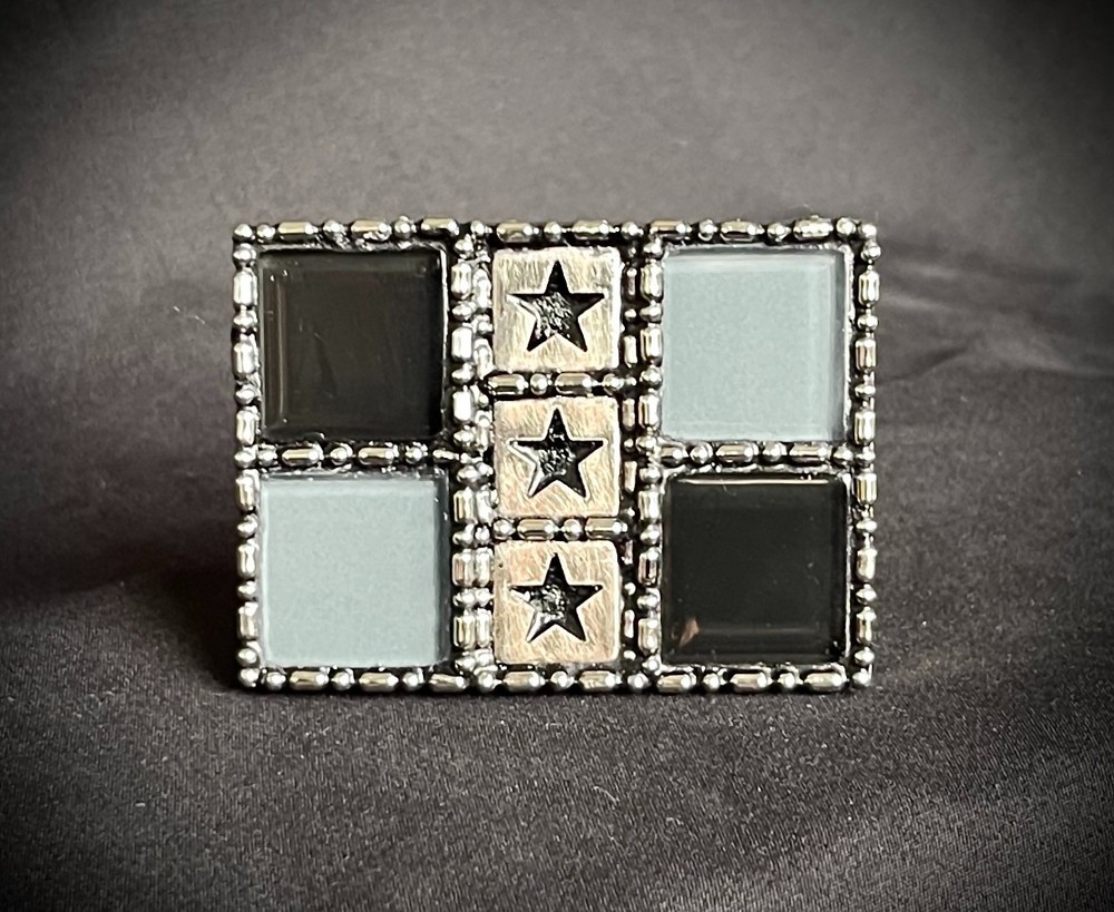 Handmade Military Star Glass Tile Belt Buckle OOAK Darren McNeese Gothic