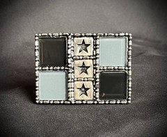 Handmade Military Star Glass Tile Belt Buckle OOAK Darren McNeese Gothic
