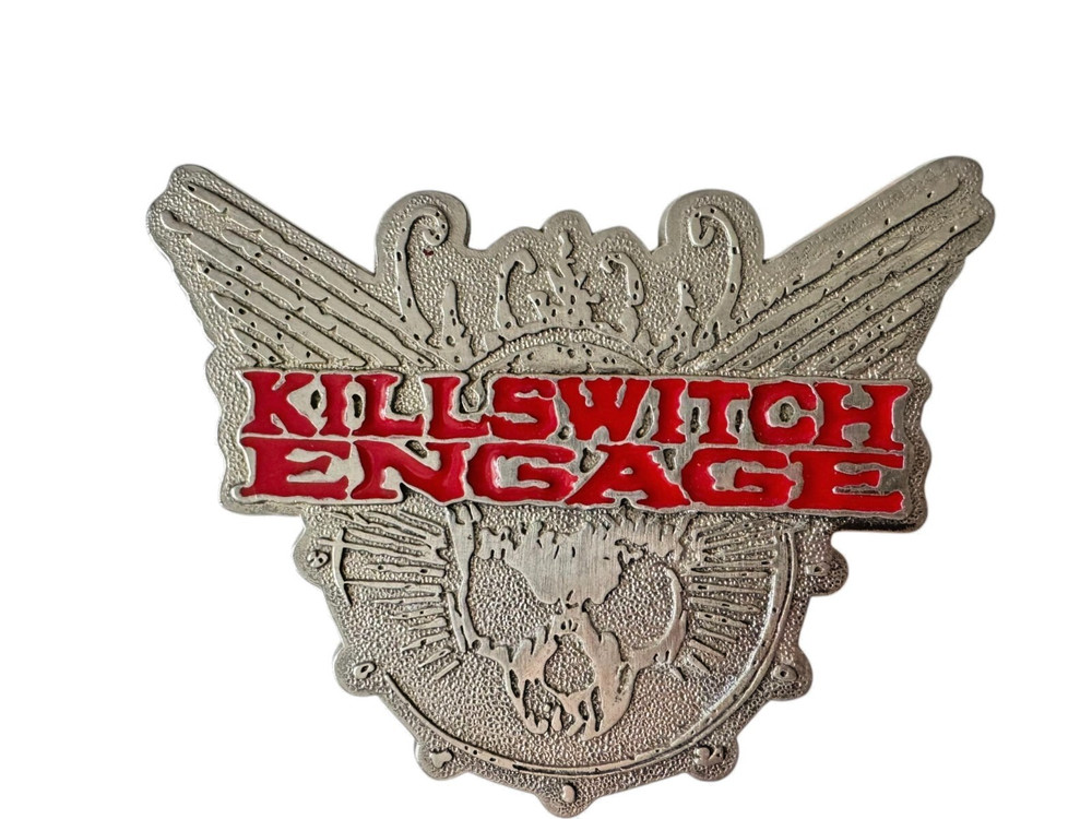 Bravado Killswitch Engage in Red Skull Wings Belt Buckle Silver Metalcore Band