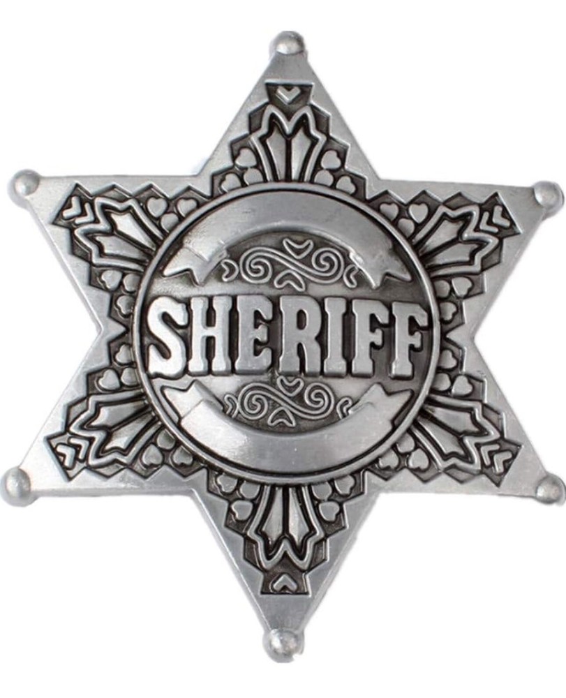 Pewter Sheriff Cop Star Badge Belt Buckle