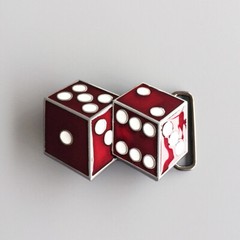 Red Enamel Dices Casino Gamble Vintage Belt Buckle Gurtelschnalle