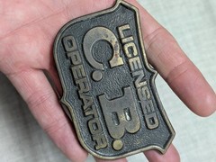 vintage 1970s belt buckle CB licenced operator BRASS radio trucker WESTERN