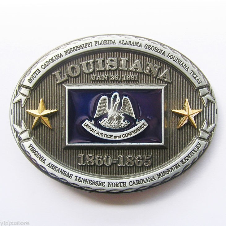 Louisiana LA State Flag Western Metal Belt Buckle