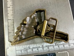 Winged Gun Flying Pistol Handgun Figural Cutout Brass Tone 4&Prime; Wide Belt Buckle
