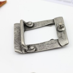 Antique Silver Rectangle Belt Buckle, Handmade Buckle For Snap Belts