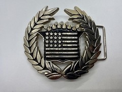 Famous Stars & Stripes Cadillac Crown Logo Olive Branch Silver Color Belt Buckle