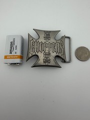 West Coast Choppers Iron Cross Belt Buckle vintage Silver Cast Metal 2.5in 2001 
