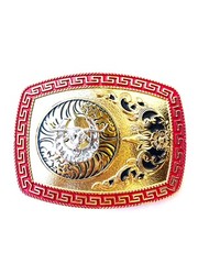 Western Buckle Gold Silver Longhorn Horseshoe Red 2 » Buckle Hebillas Vaqueras
