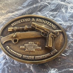 NRA Brass Belt Buckle Pistol Rifle Hunting & Shooting Traditions Worth Fighting
