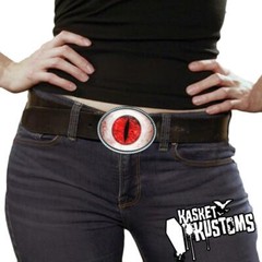 Red Monster Eyeball Belt Buckle – Halloween Taxidermy Cosplay Buckle – 8-3-E
