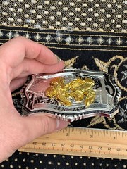 Western Buckle Gold Black Silver Roosters Cowboy 2 »Buckle Hebilla Vaquero Gallo
