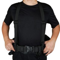 KUNN Tactical Suspenders Police Duty Belt Harness for Men,1.5 Black, Black