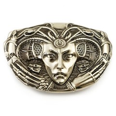 Medusa Gorgon 2.0 german silver belt buckle, German silver Medusa belt buckle