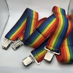 Vintage Jural Rainbow Suspenders S-10 Japan 70s 80s Pride Retro Workwear Tan