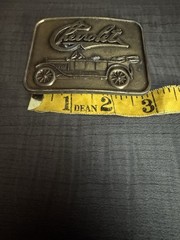 R.J. Roberts & Co. Chevrolet Logo Gold Tone Western Belt Buckle 1.5in Rect