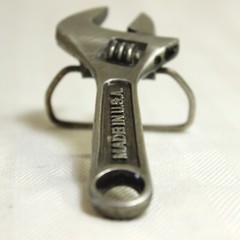 VTG 1979 Bergamot Brass Works Metal Belt Buckle Crescent Wrench Made USA D 12