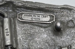 Locomotive Train Engine Belt Buckle Indiana Metal Craft 1979 Pewter 3D
