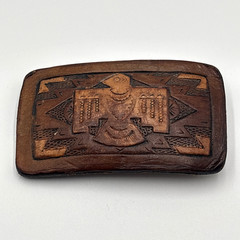 Vintage Leather Hand Tooled Belt Buckle Thunderbird