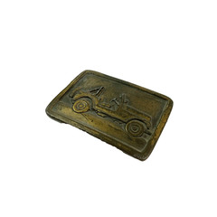 Vintage Indiana Metal Craft Brass CA22 Classic Jeep Rough Rider Belt Buckle