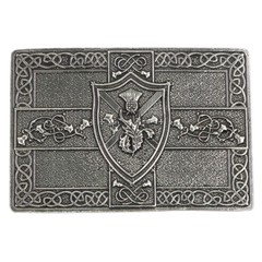 Saltire and Thistle Shield Kilt Belt Buckle – Made in Scotland
