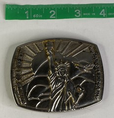 Large Metal “100th Anniversary Statue of Liberty” 3” Rectangle Belt Buckle