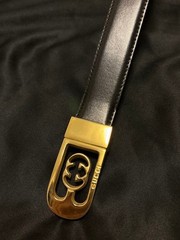 GUCCI Pre-Owned Old Gold Buckle Leather Belt