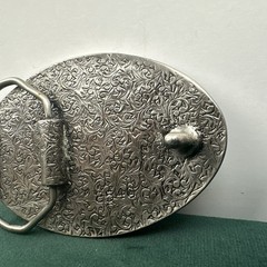 Vintage Eagle Landing On Branch Painted Metal Belt Buckle Silver Tone Nature