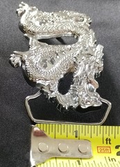 DRAGON FIRE FLAME BREATHING SOLID BRASS CHROME PLATED BARON BELT BUCKLE 1981