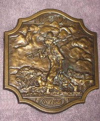 VINTAGE 1976 COCA-COLA BELT BUCKLE BOY GOING FISHING