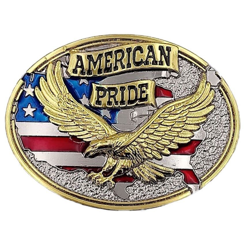 American Pride Full color Belt Buckle USA Flag Eagle Western cowboy Patriot