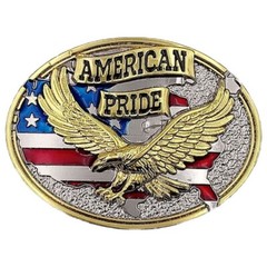 American Pride Full color Belt Buckle USA Flag Eagle Western cowboy Patriot