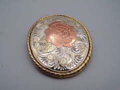 Vintage Rose Western Themed Belt Buckle 3 5/8&Prime; X 2 1/2&Prime; Signed W Usa Made