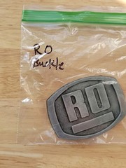 Vintage RO Belt Buckle Silver Pewter Look