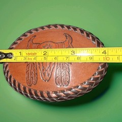 Handmade Leather Tooled Native Steer Head Belt Buckle 4&Prime; X 3&Prime;