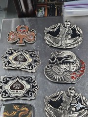 Vintage LOT OF 15 Belt buckles 2000s Chrome SKULLS metal SNAKE DRAGON LotD