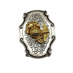 US Marine Corps EGA Belt Buckle Gold Silver Tone Western Scroll USMC Military
