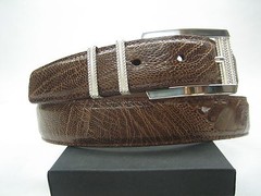 Sterling silver 925 buckle 2 loops w/Genuine Ostrich 30 mm belt shantpeter U.S.A