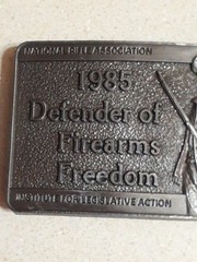 1985 Defender of Firearms Freedom Belt Buckle 3.5&Prime;x2.5&Prime;